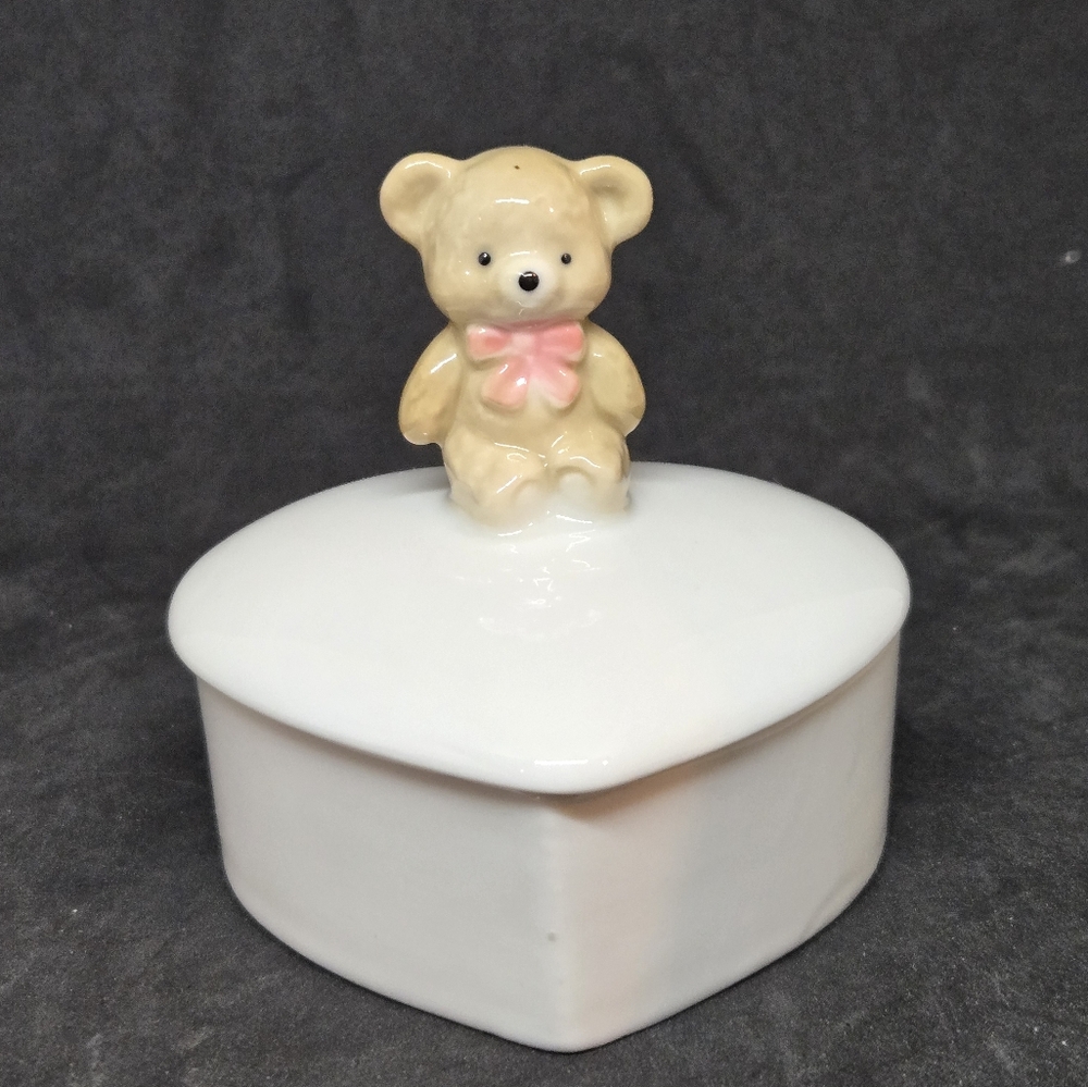Vtg Otagiri Teddy Bear Jewelry Box Trinket Box